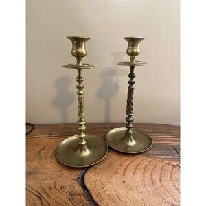 Unique Heavy Vintage Brass Candlestick Holder